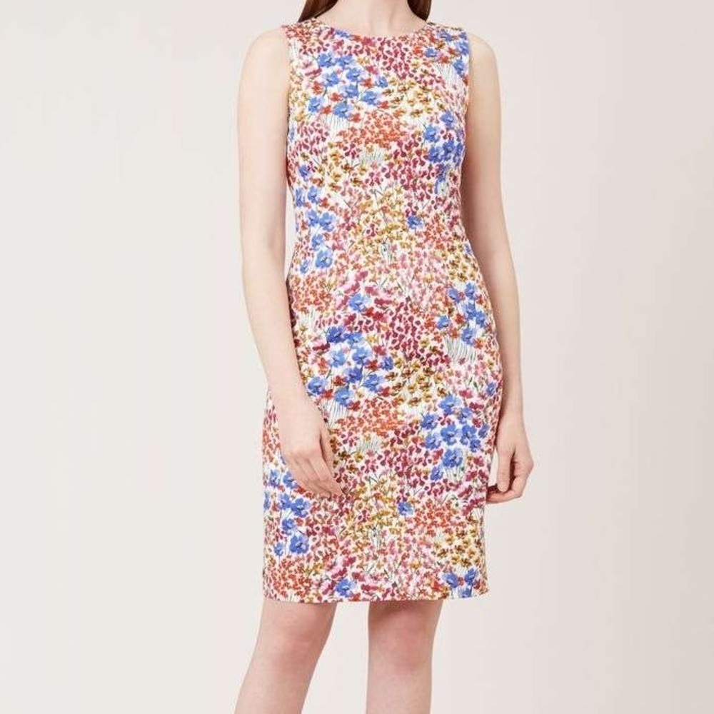 HOBBS London fiona floral shift a line spring dress midi lined multi color 8